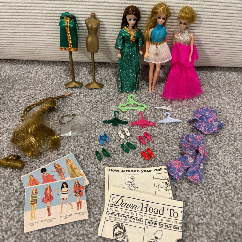 Vintage 1970s Dawn Dolls - Dolls, Clothing and Accessories Set